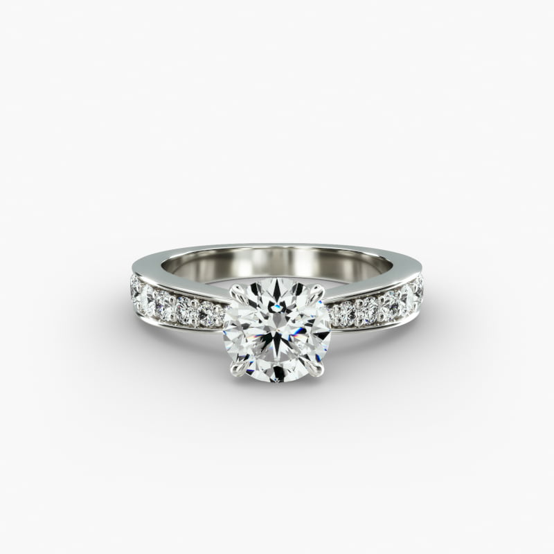Perfect Pavé Diamond Engagement Ring In 14K White Gold
