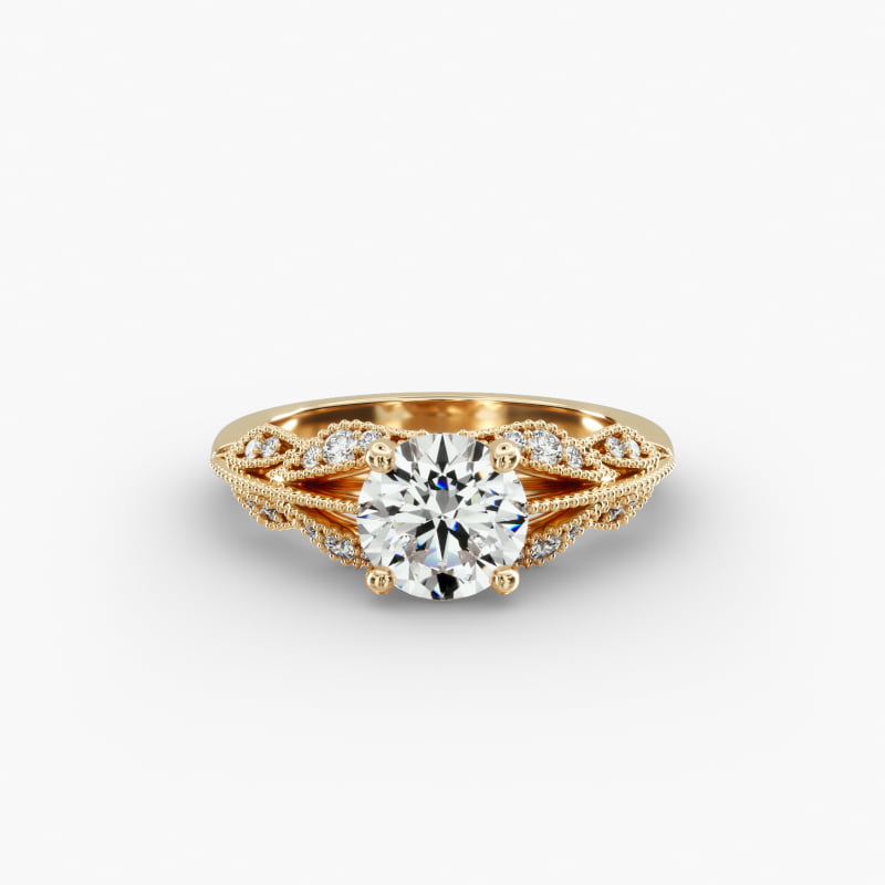 18K Yellow Gold Vintage Inspired Floral Bouquet Engagement Ring