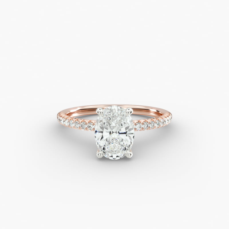 14K Rose Gold Petite Pavé Engagement Ring (Flush Fit)