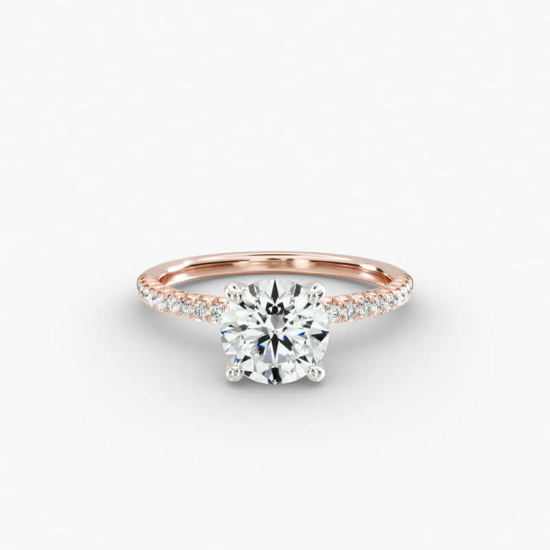 14K Rose Gold Petite Pavé Engagement Ring (Flush Fit)