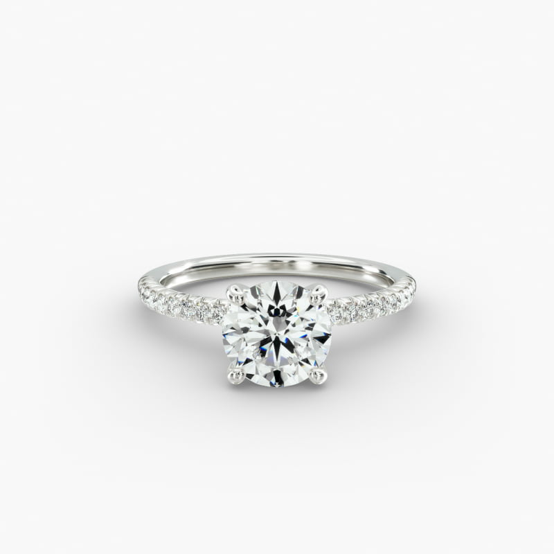 14K White Gold Petite Pavé Engagement Ring (Flush Fit)