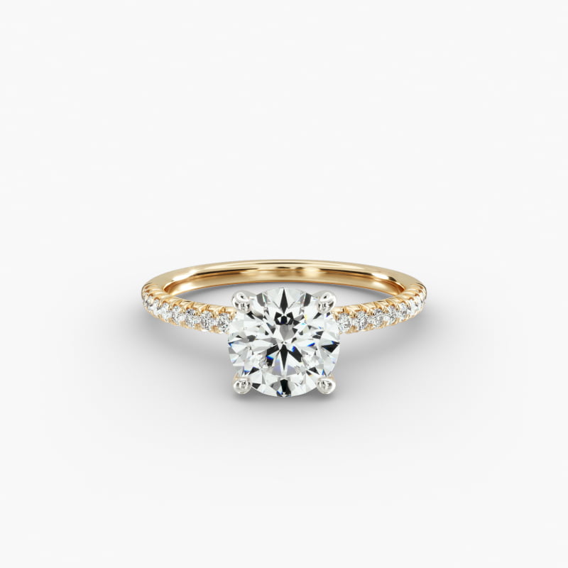 14K Yellow Gold Petite Pavé Engagement Ring (Flush Fit)