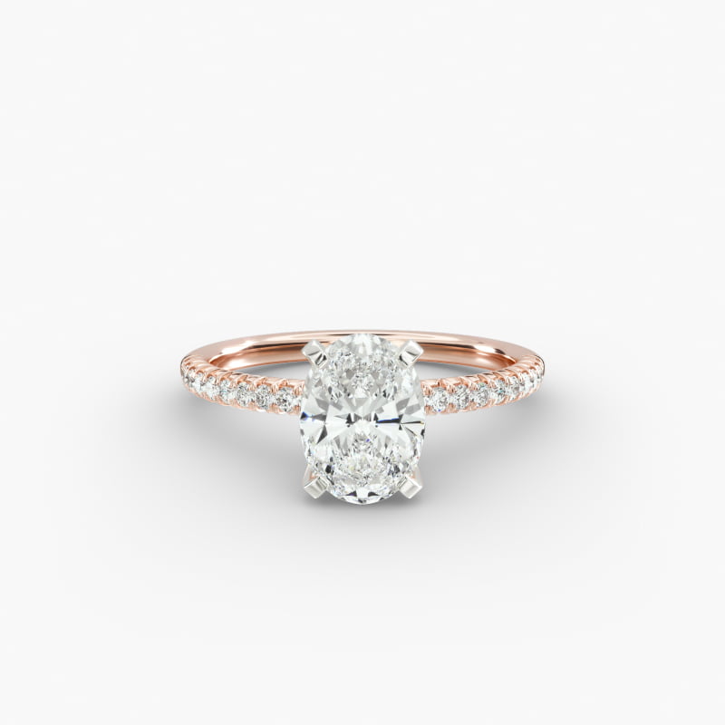 14K Rose Gold Petite Pavé Engagement Ring