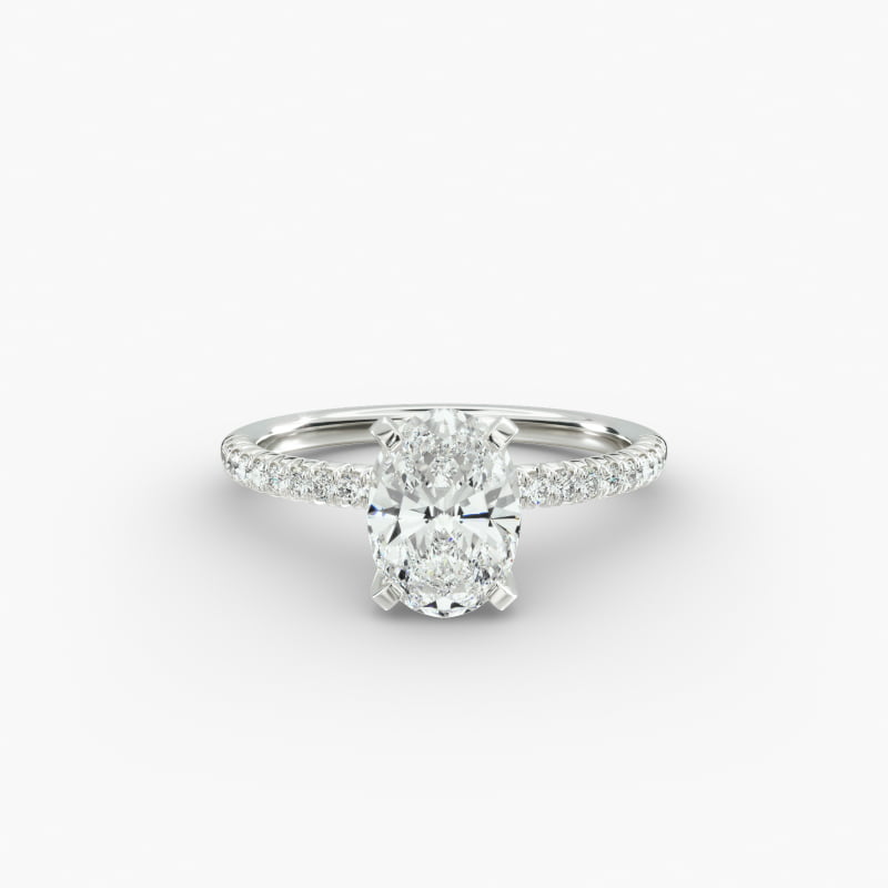 14K White Gold Petite Pavé Engagement Ring