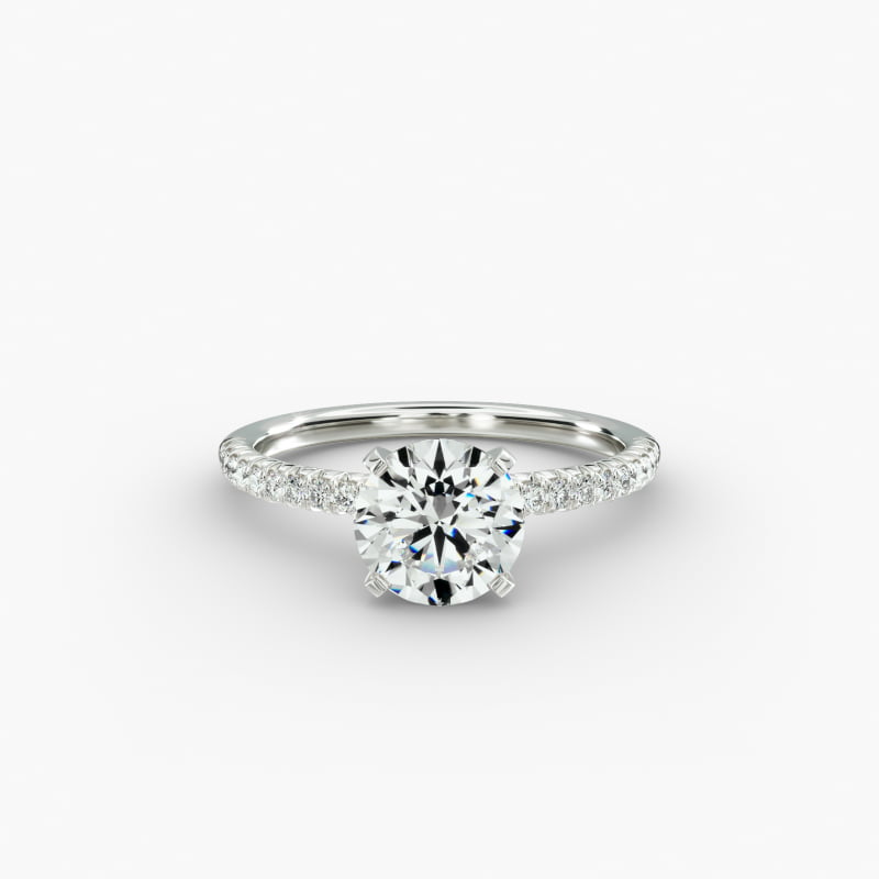 14K White Gold Petite Pavé Engagement Ring