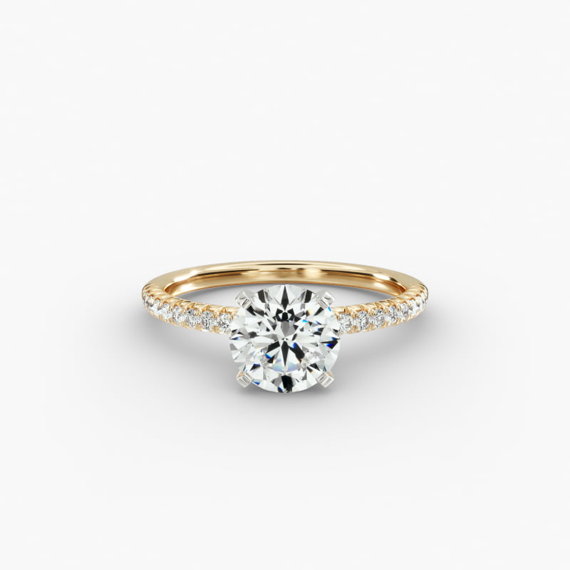 14K Yellow Gold Petite Pavé Engagement Ring