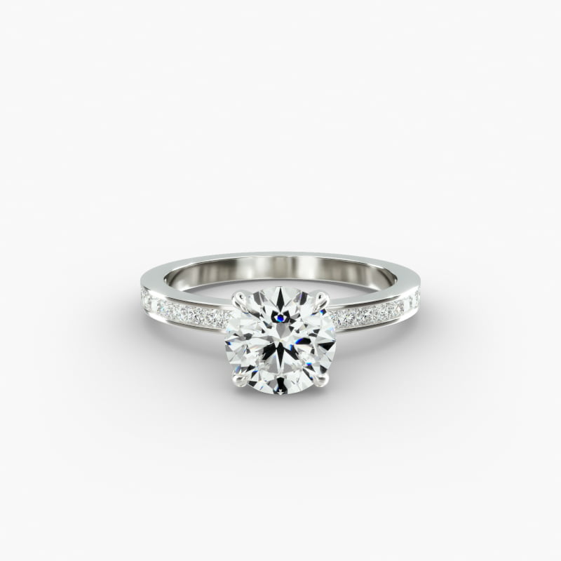 14K White Gold Channel Set Princess Cut Diamond Engagement Ring