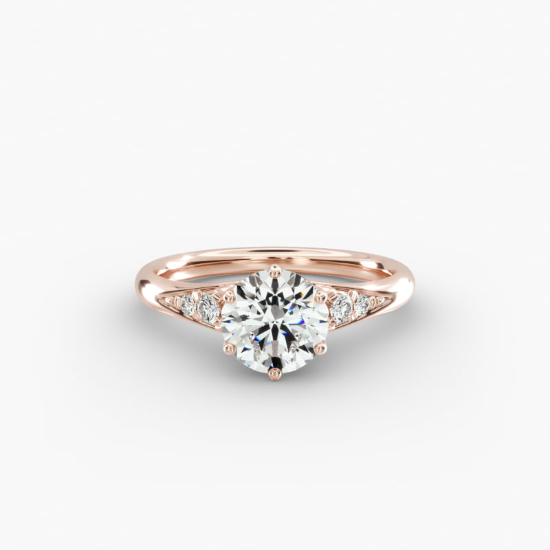 14K Rose Gold Tapered Pavé Engagement Ring