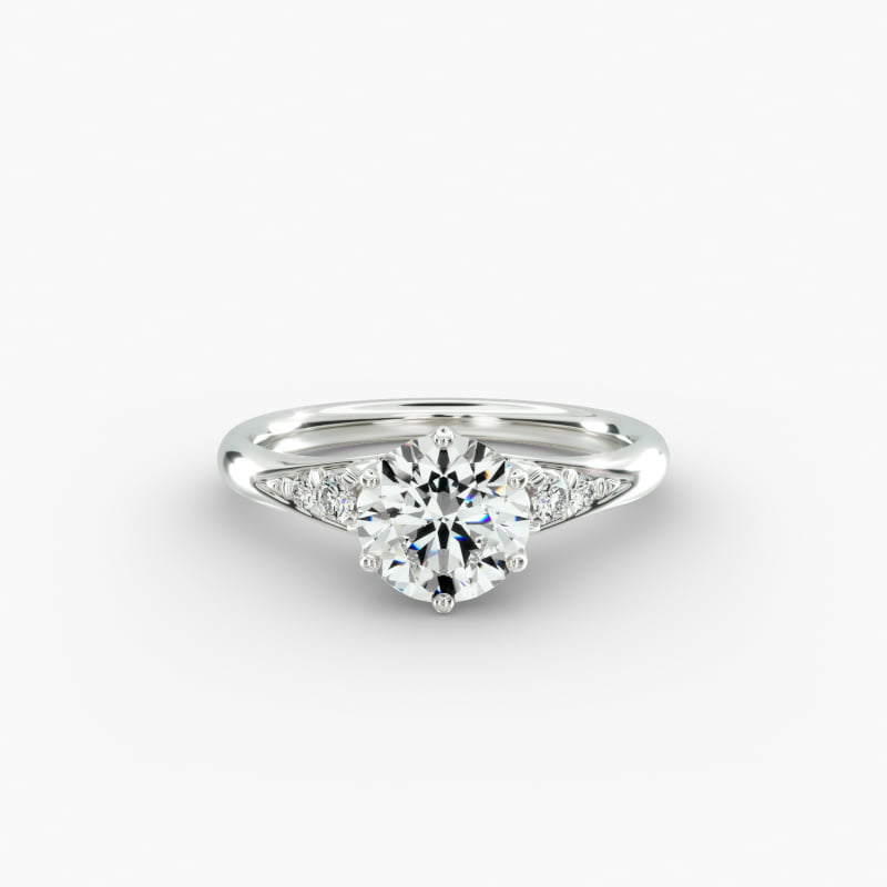14K White Gold Tapered Pavé Engagement Ring