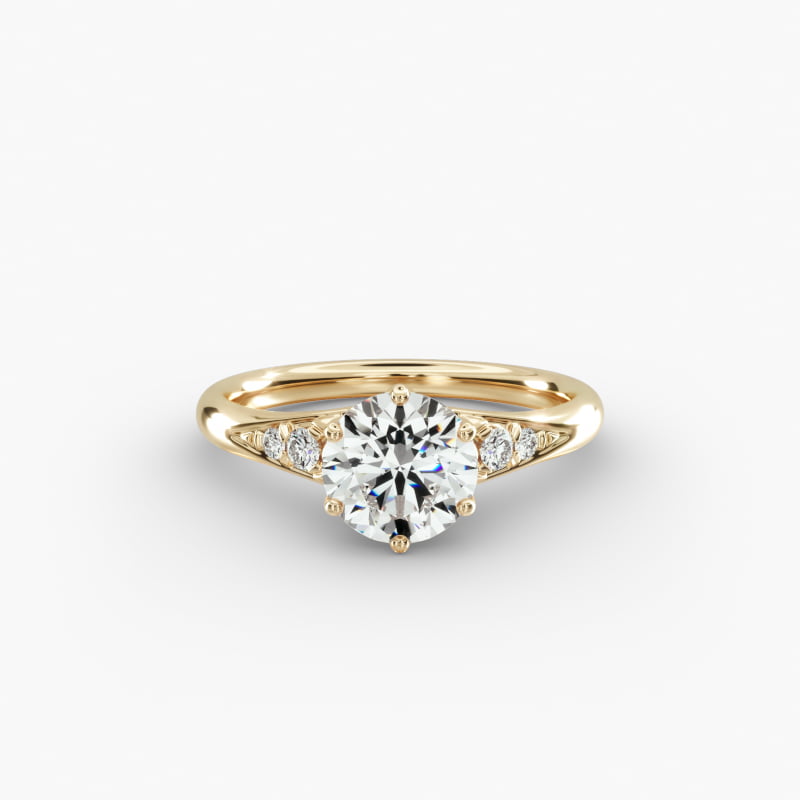 14K Yellow Gold Tapered Pavé Engagement Ring