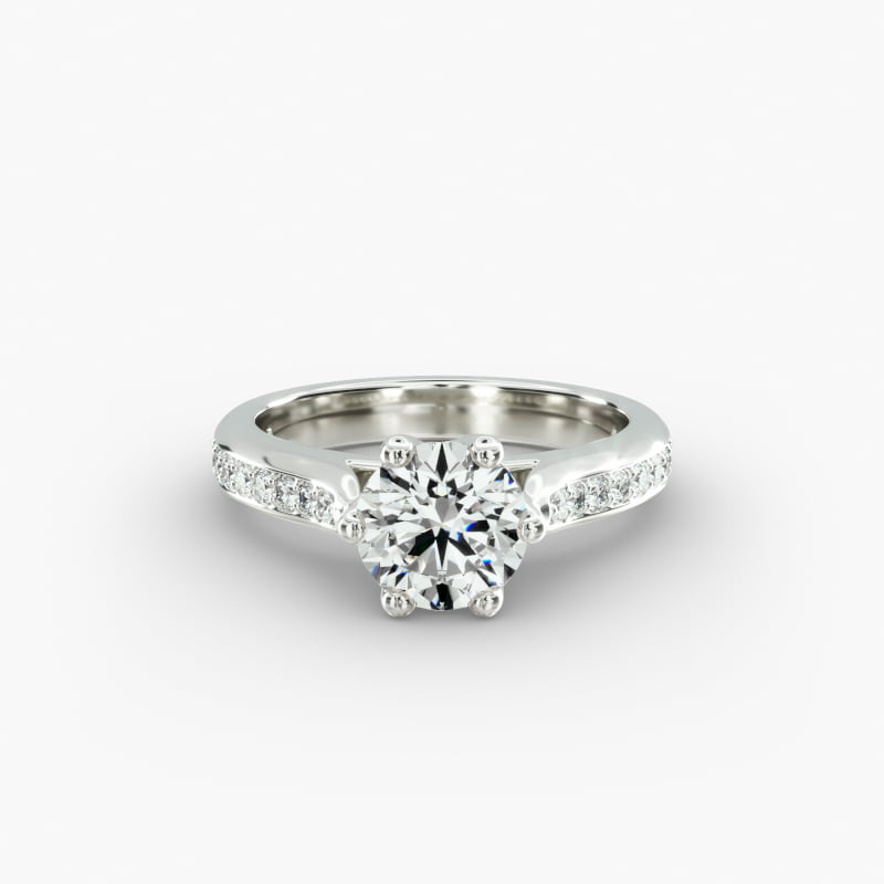 Trellis Pavé Diamond Engagement Ring In 14K White Gold