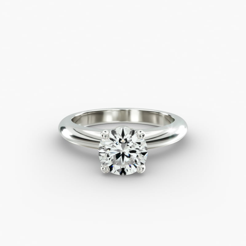 Nouveau Solitaire Engagement Ring In 14K White Gold