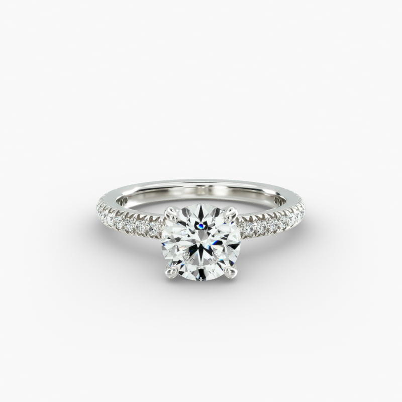 Pavé Contour Diamond Engagement Ring In 14K White Gold