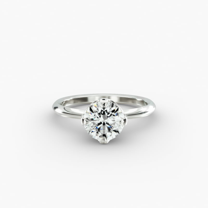Compass Point Solitaire Engagement Ring In 14K White Gold