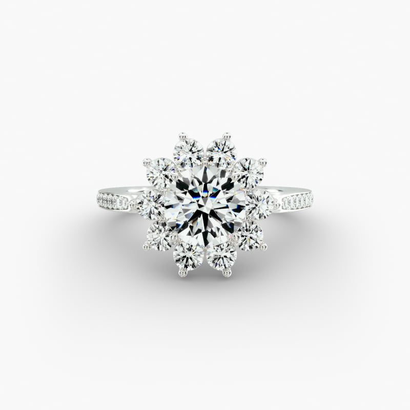 14K White Gold Cathedral Star Engagement Ring