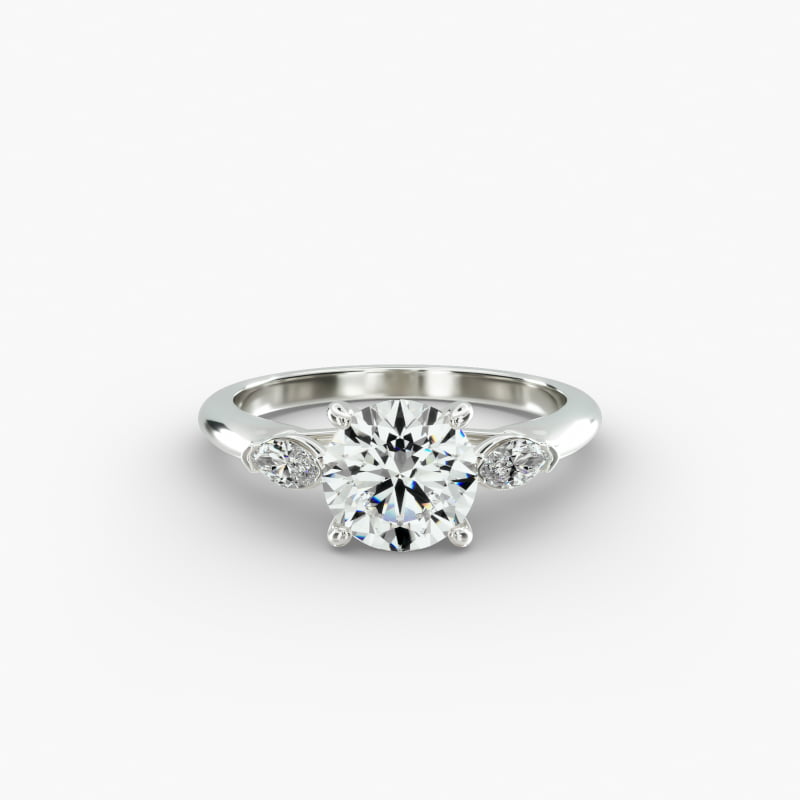 Marquise Cut Lab-Grown Diamond Three Stone Engagement Ring In 14K White Gold