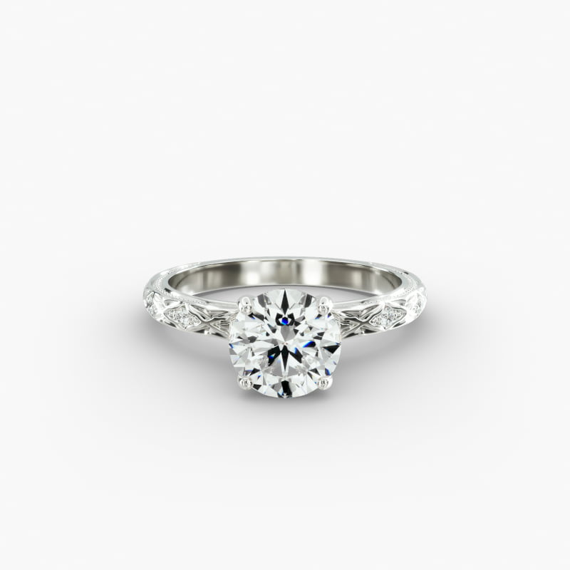 Blossom Vintage-Style Engagement Ring In 14K White Gold