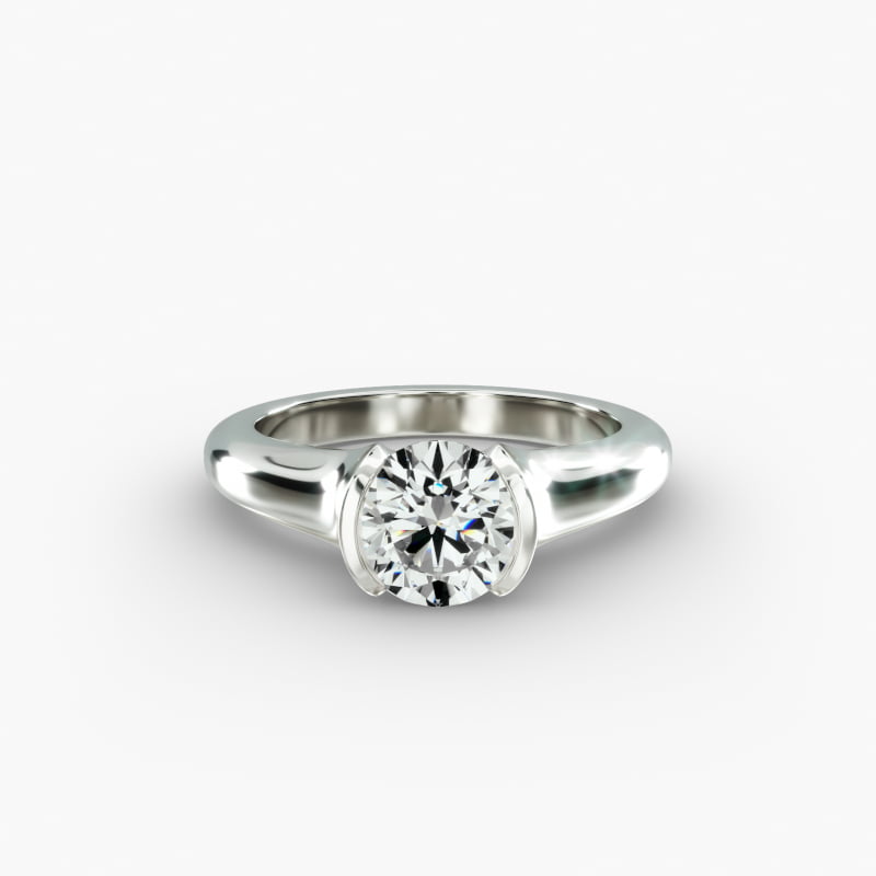 Platinum Tapered Half Bezel Engagement Ring