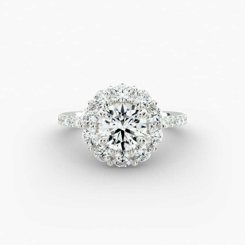 18K White Gold Endearing Love Grande Halo Pavé Diamond Engagement Ring
