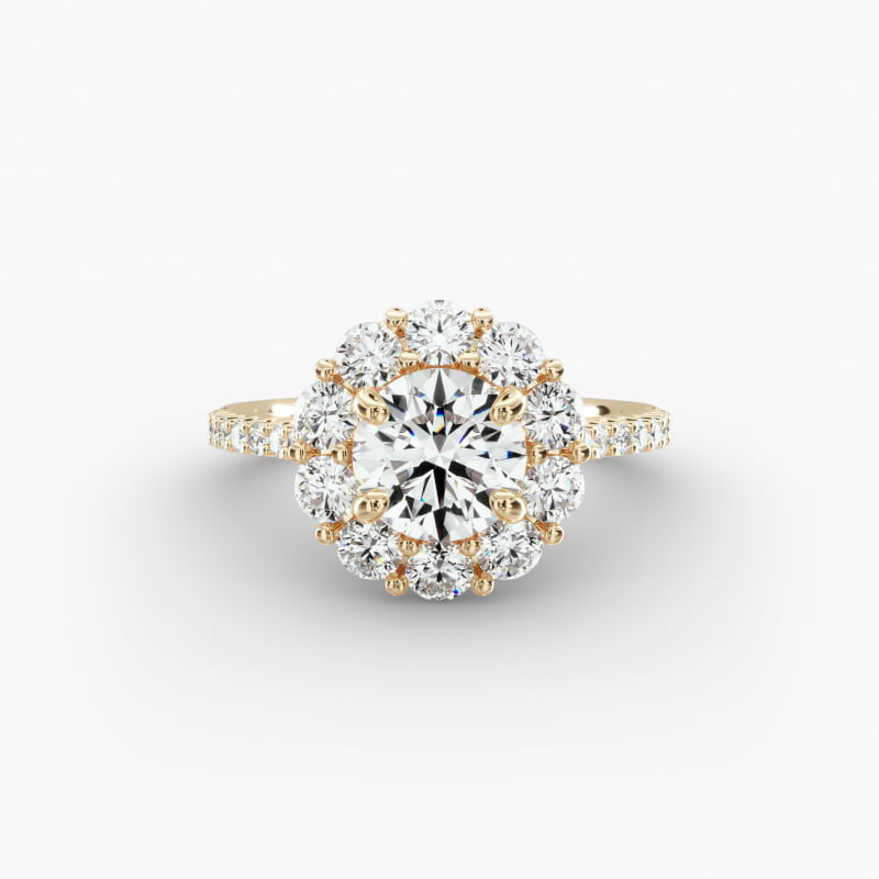 18K Yellow Gold Endearing Love Grande Halo Pavé Diamond Engagement Ring