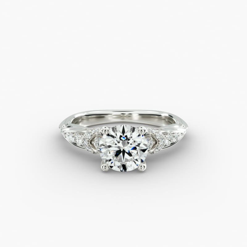 Graduated Pavé Diamond Engagement Ring In 14K White Gold