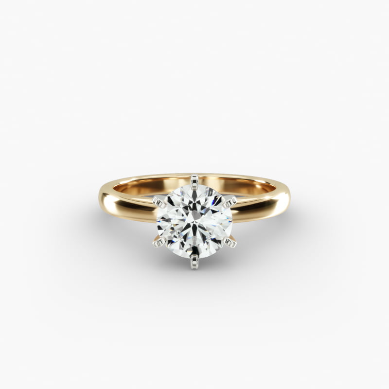 14K Yellow Gold 2mm Comfort Fit Solitaire Engagement Ring (Six Prong)