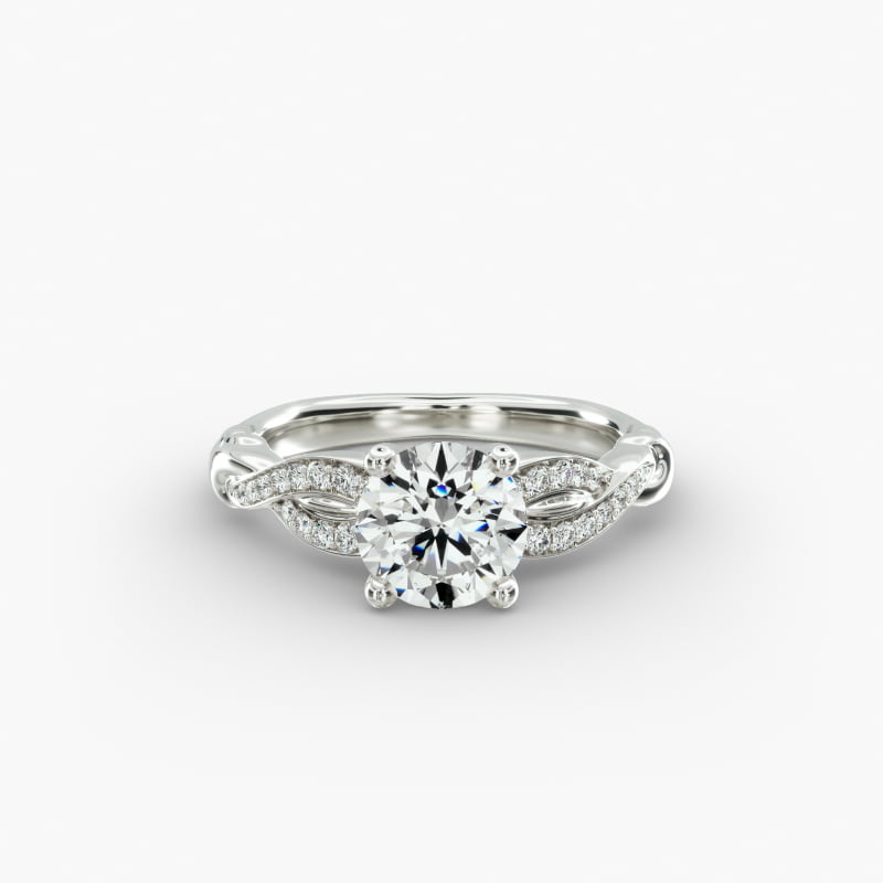 Pavé Crossover Diamond Engagement Ring In 14K White Gold