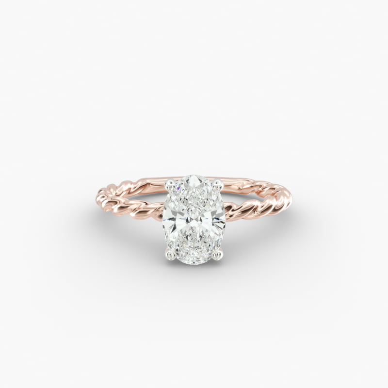 14K Rose Gold Cable Solitaire Engagement Ring