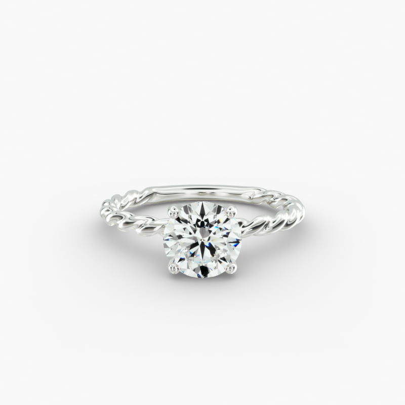 14K White Gold Cable Solitaire Engagement Ring