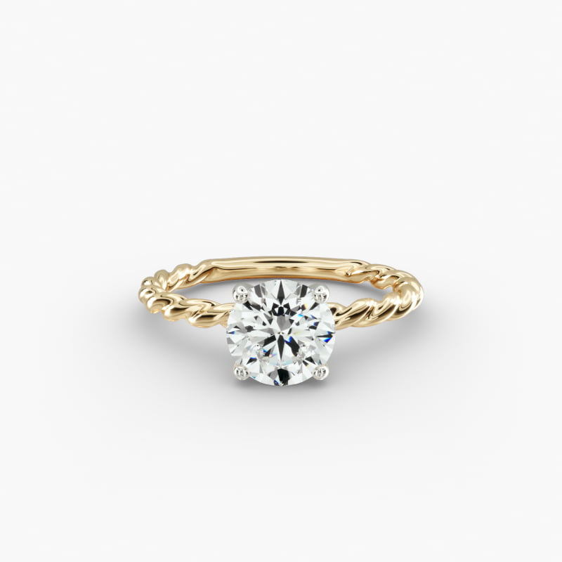 14K Yellow Gold Cable Solitaire Engagement Ring