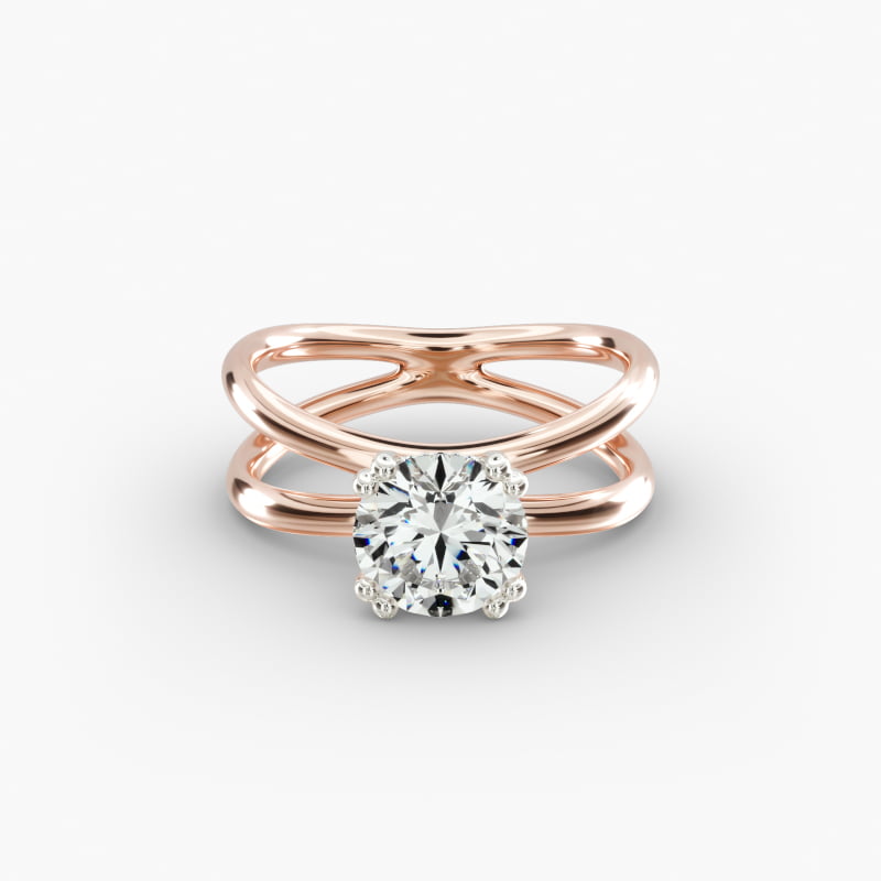 14K Rose Gold Criss Cross Diamond Solitaire