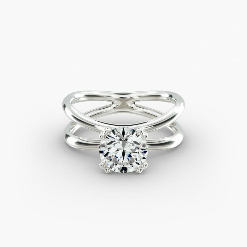 18K White Gold Criss Cross Diamond Solitaire