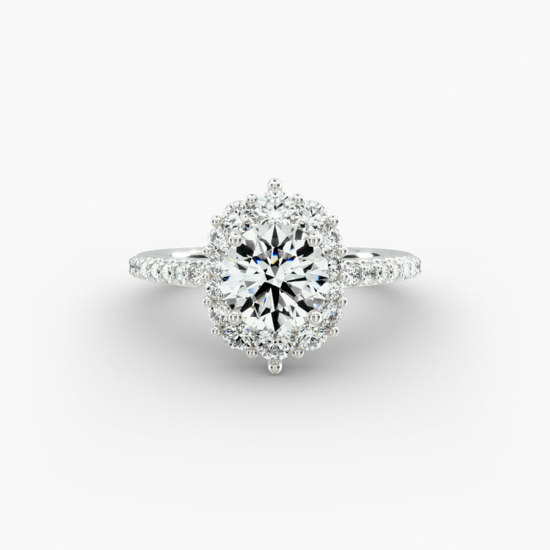 14K White Gold Graduated Halo Diamond Engagement Ring