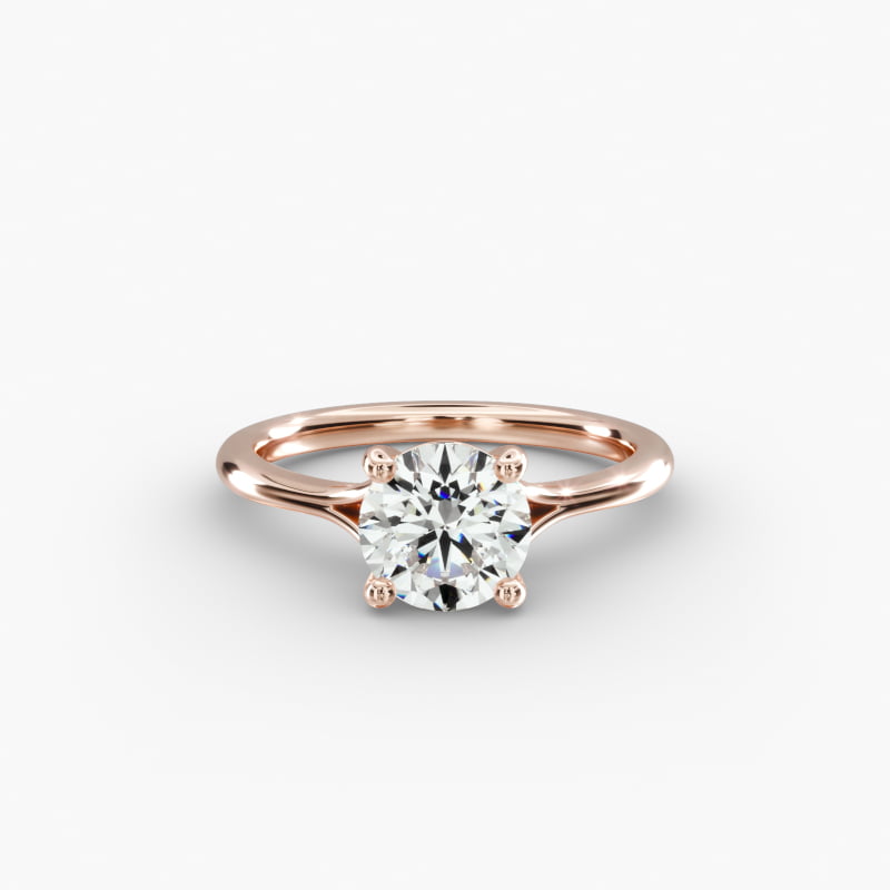 14K Rose Gold Classic Split Shank Solitaire Diamond Engagement Ring
