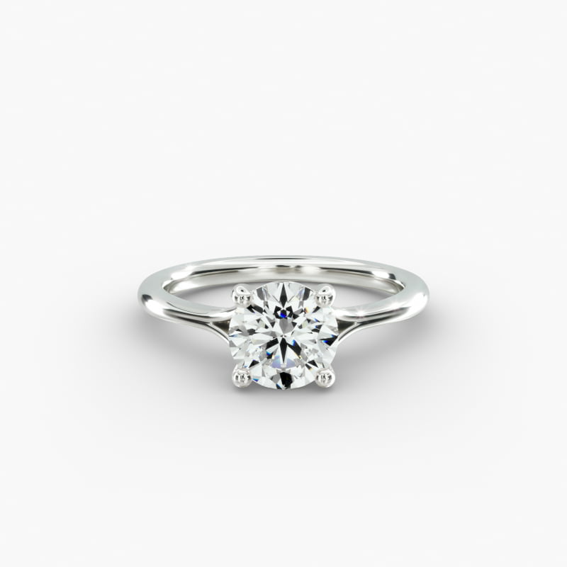 14K White Gold Classic Split Shank Solitaire Diamond Engagement Ring