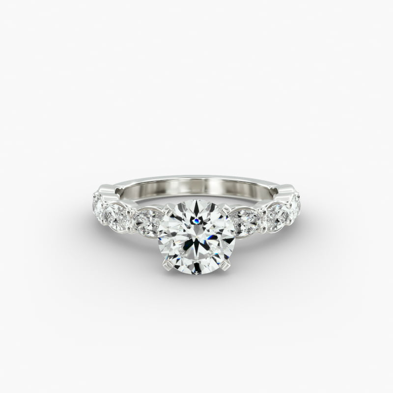 14K White Gold East West Oval Diamond Engagement Ring