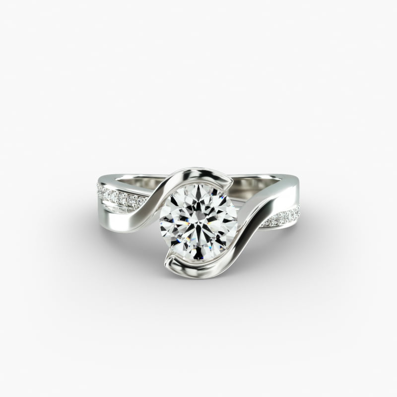 Platinum Intertwined Bypass Tension Setting Engagement Ring