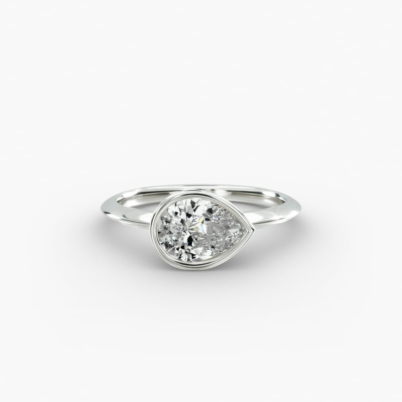 14K White Gold East West Knife Edge Bezel Solitaire Engagement Ring