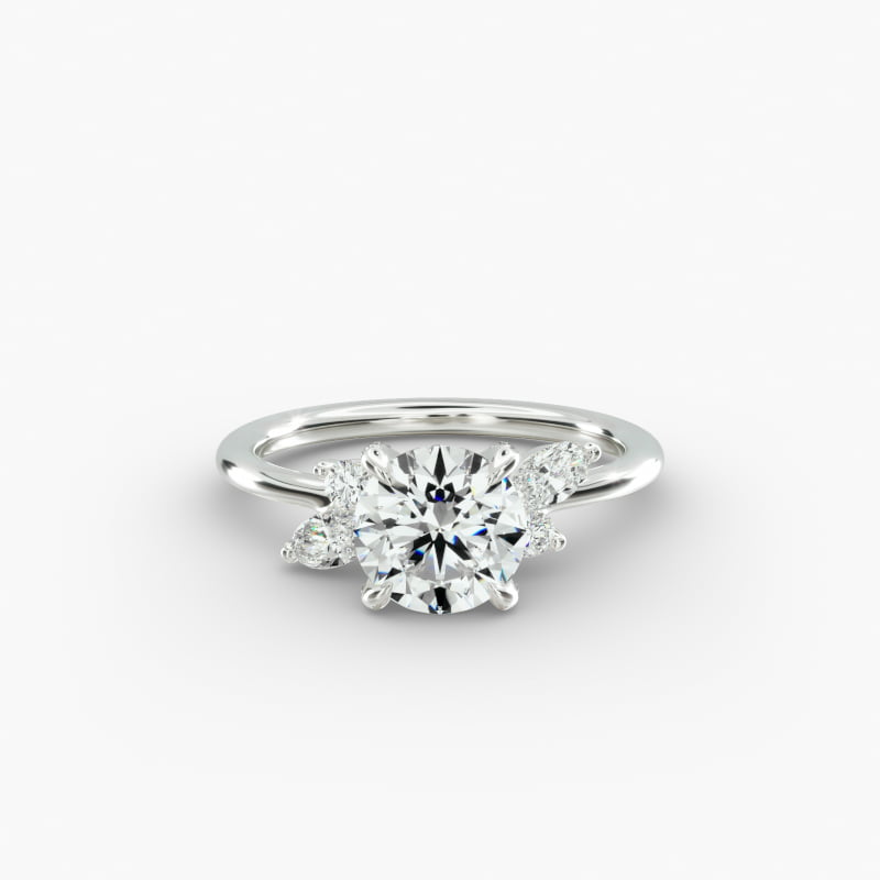 14K White Gold Marquise Diamond Accents Pavé Basket Engagement Ring