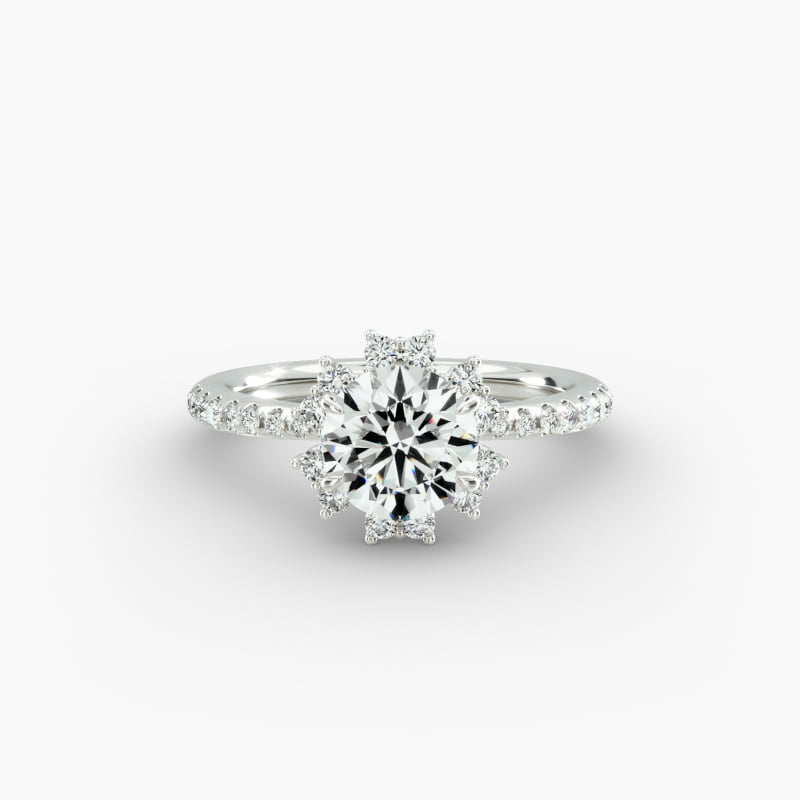 14K White Gold Aureola Diamond Halo Engagement Ring