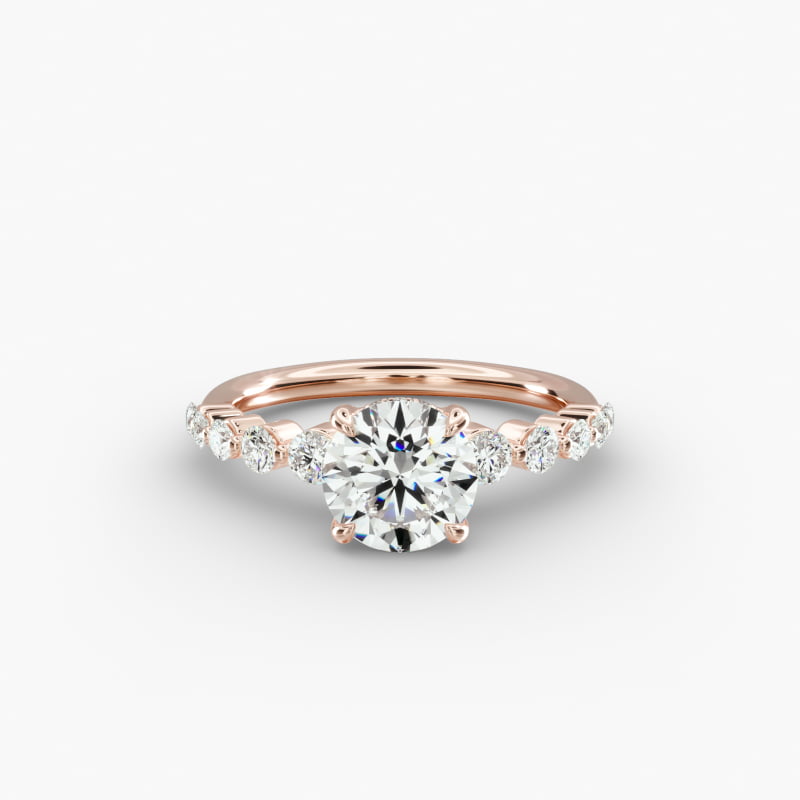 14K Rose Gold Diamond Escalade Engagement Ring