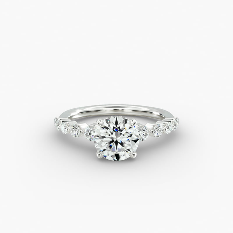 14K White Gold Diamond Escalade Engagement Ring