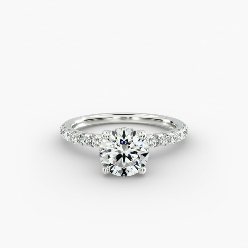 14K White Gold Crown Pavé Hidden Halo Engagement Ring
