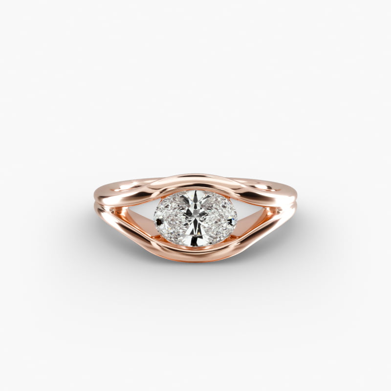 14K Rose Gold Oculus Solitaire Engagement Ring
