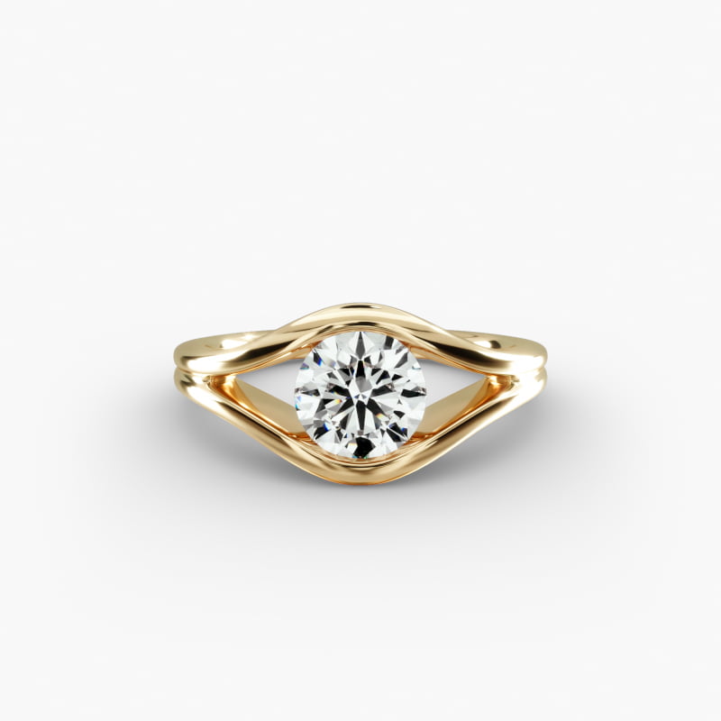 14K Yellow Gold Oculus Solitaire Engagement Ring
