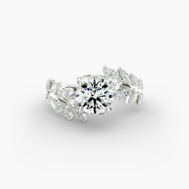 14K White Gold Diamond Vine Engagement Ring