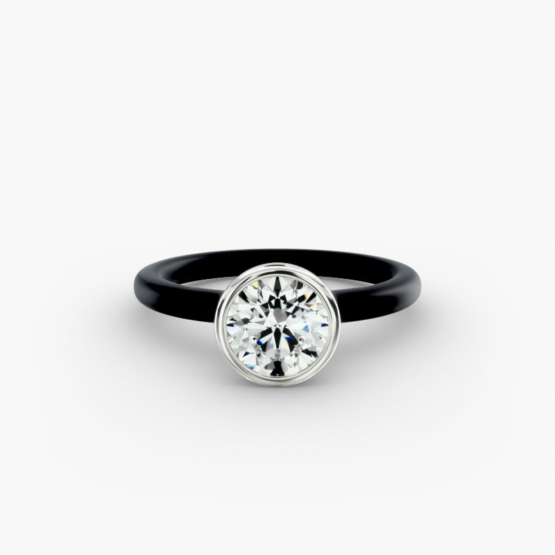18K Black & White Gold Bezel Set Noir Engagement Ring