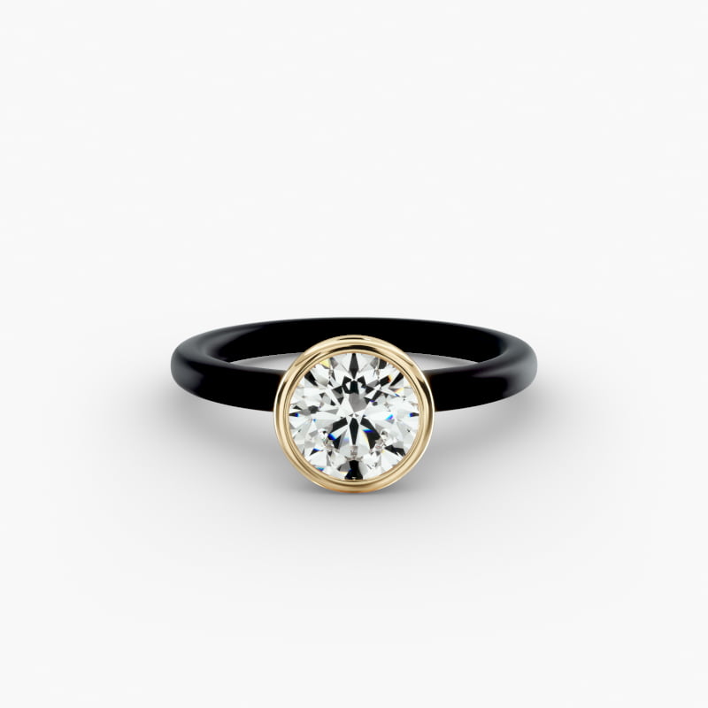 18K Black & Yellow Gold Bezel Set Noir Engagement Ring