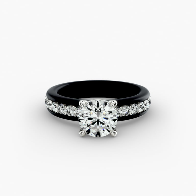 18K Black & White Gold Pavé Noir Engagement Ring