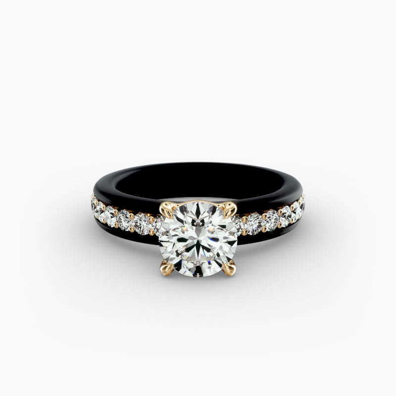 18K Black & Yellow Gold Pavé Noir Engagement Ring